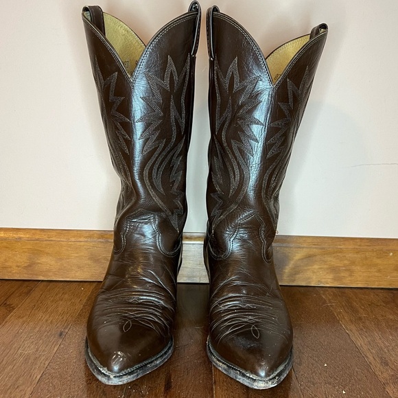 Nocona vintage brown cowboy boots size 9.5 Women’s 9 1/2 S91 - Picture 2 of 16
